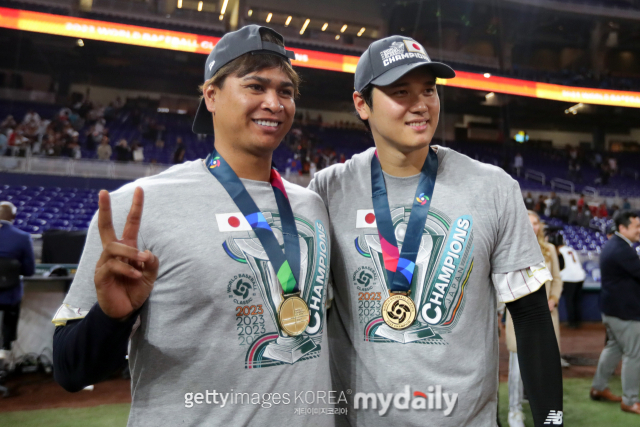 월드베이스볼클래식(WBC) 시절의 우다가와 유키와 오타니 쇼헤이./게티이미지코리아