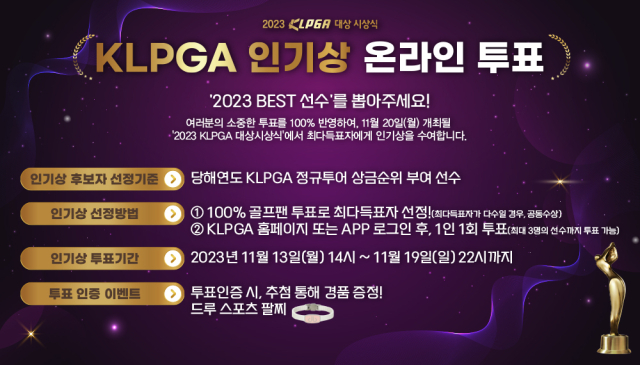 2023 KLPGA 인기상 온라인 투표가 시작된다./KLPGA