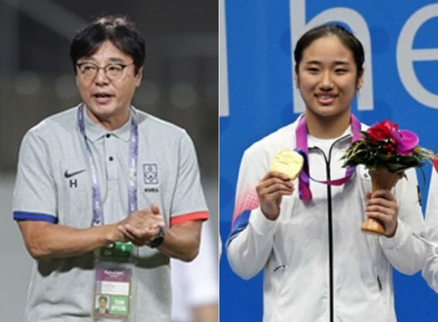 안세영(왼쪽)과 황선홍 감독. /대한배드민턴협회 제공, 대한축구협회 제공