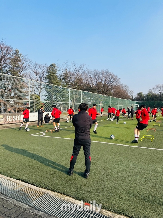 훈련을 지켜보는 김기동 감독/최병진 기자