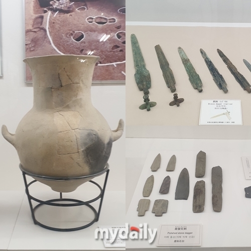 '요시노가리 유적전시실'에 전시된 유물들. / 천주영 기자