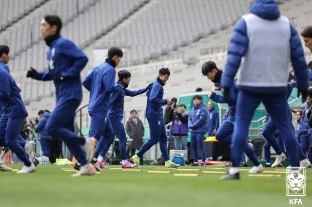 태국전을 앞둔 한국 대표팀의 훈련 모습/대한축구협회