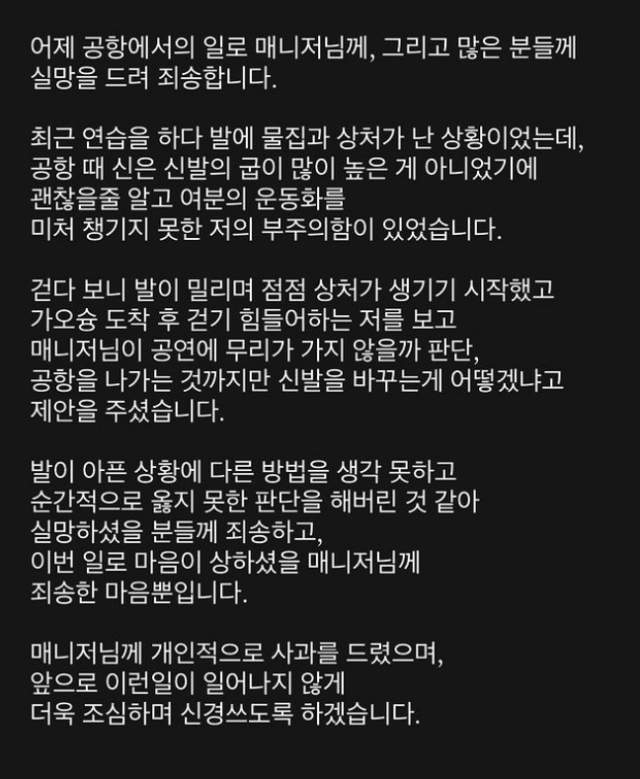 레드벨벳 슬기 사과문