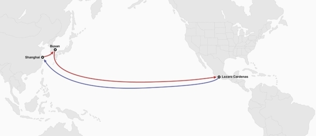 HMM이 멕시코로 향하는 FLX(Far East Latin America Express) 컨테이너 서비스를 신규 개설했다고 15일 밝혔다. /HMM