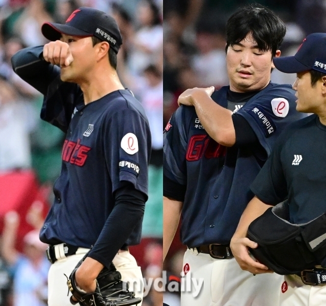 롯데 자이언츠 윤성빈과 최이준./인천 = 유진형 기자 zolong@mydaily.co.kr