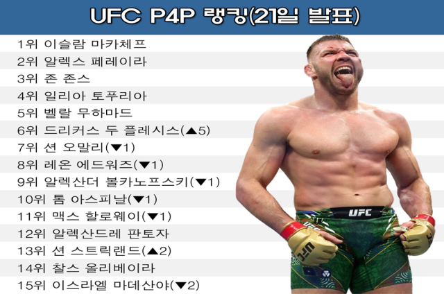 UFC가 발표한 P4P 랭킹. /그래픽=심재희 기자