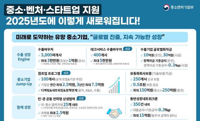 2025년 예산안 중소·벤처·스타트업 지원 인포그래픽. /중기부