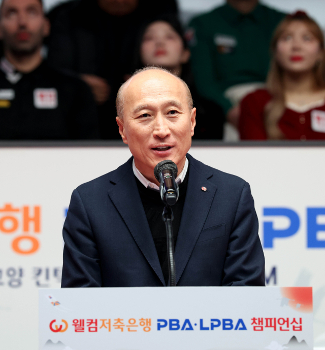 웰컴저축은행 김대웅 대표이사가 24일 고양 킨텍스 PBA 스타디움서 열린 