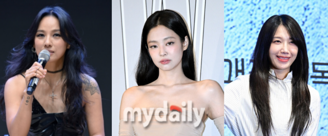 가수 이효리(왼쪽부터), 블랙핑크 제니, 에이핑크 정은지. / 마이데일리 DB