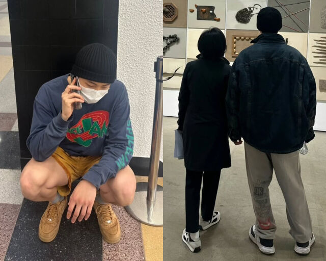 스타일리시한 옷차림으로 미술관에 방문한 모습을 공개했다. /RM 인스타그램