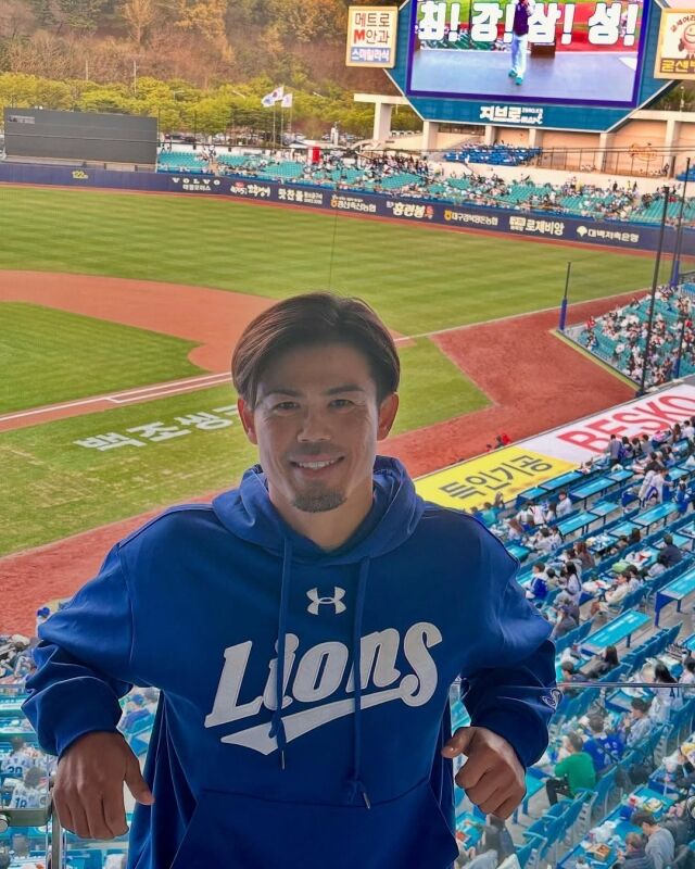 대구 삼성 라이온즈 파크를 방문한 이마에 토시아키 코치./이마에 토시아키 SNS