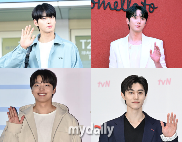 그룹 아스트로 멤버 겸 배우 차은우(왼쪽 위부터 시계방향으로), 배우 이준영, 곽동연, 여진구. / 마이데일리 DB