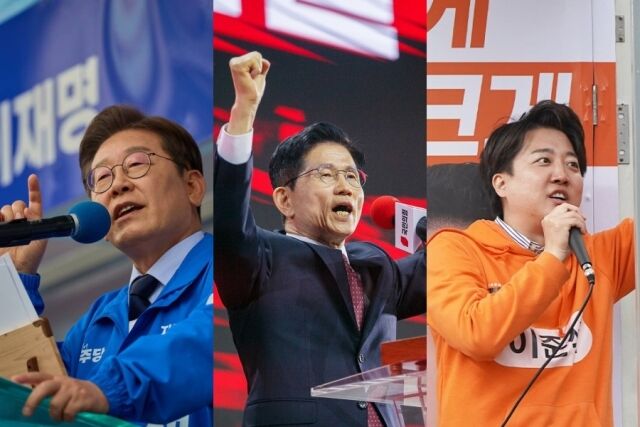 왼쪽부터 이재명 더불어민주당 후보, 김문수 국민의힘 후보, 이준석 개혁신당 후보. /각 후보 홈페이지