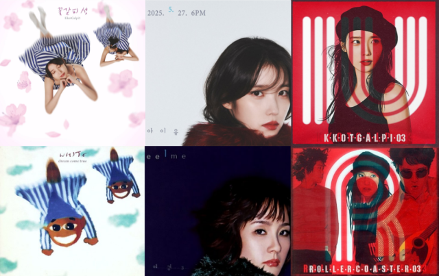 가수 아이유의 콘셉트 포토(위쪽), 화이트의 '네모의 꿈', 박혜경의 3집 'Feel Me', 롤러코스터의 3집 'Absolute' 앨범 사진(왼쪽부터) / EDAM 엔터테인먼트