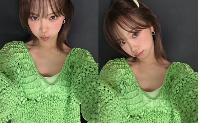 르세라핌 김채원이 형광색 니트로 파격적인 스타일링을 완벽소화했다. / 김채원 인스타그램 캡처