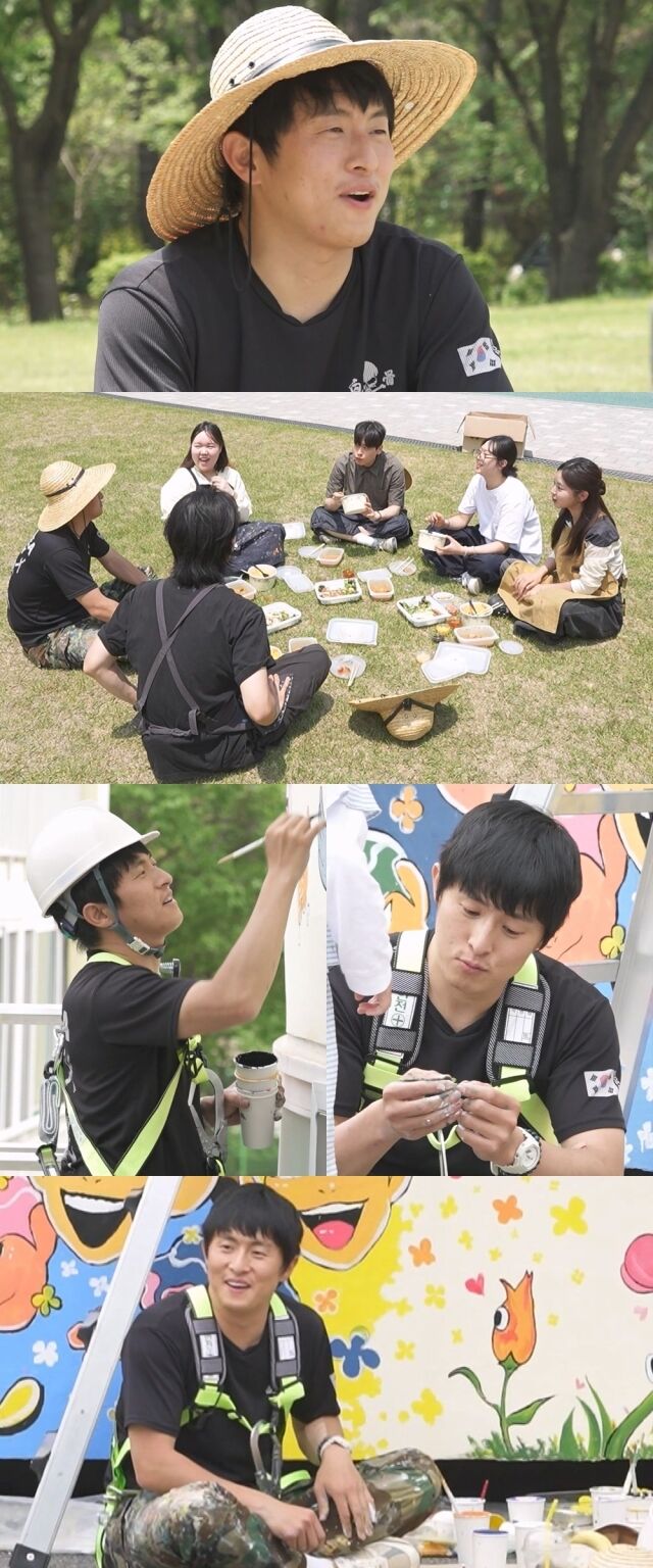 기안84가 후배들과 벽화 봉사에 나섰다. / MBC '나혼산'