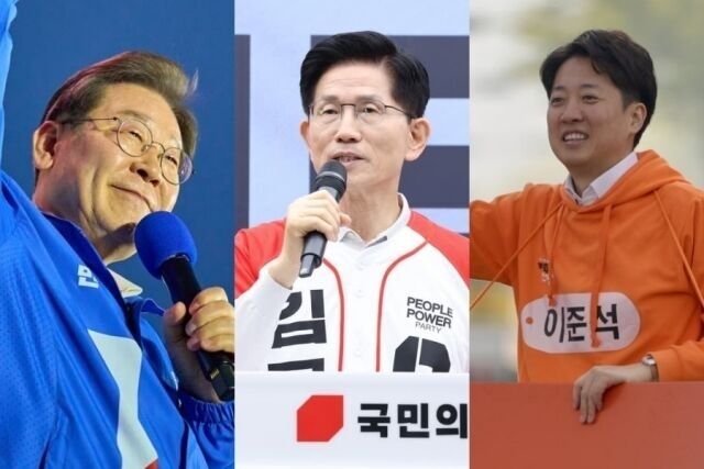 왼쪽부터 이재명 더불어민주당 후보, 김문수 국민의힘 후보, 이준석 개혁신당 후보. /각 후보 홈페이지